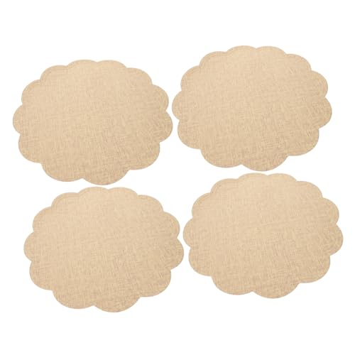 Sets de table en cuir PU antidérapants fleur beige résistants - 2