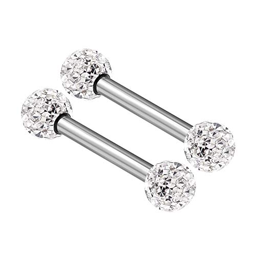 2PCS Stainless Steel Straight Barbell 16 gauge 5/16 8mm 3mm Clear Crystal Ball Lobe Earrings Cartilage Piercing Jewelry 2134