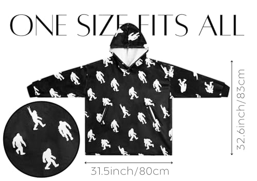 Bigfoot Gifts Big Foot Sasquatch Blanket Hoodie Wearable Hooded Blanket, One Size - Image 4