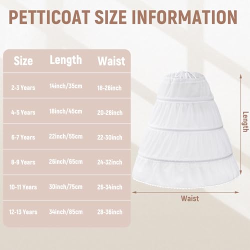 obmwang Girls Petticoat Crinoline 3 Hoop Skirt Petticoats for Girls Underskirt Ball Gown2