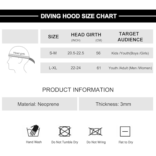 Image of Scuba Diving Wetsuit Hood Men Women 3mm Neoprene Cap for Adult Surf | Headband Swim Beanie Locks Head Heat, Thick Thermal Long Hair Protection for Surfing Snorkel Kayak Coastal Beach Family Trips
