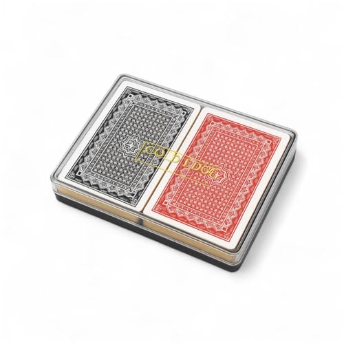 Premium Double Deck Plastic Playing Cards Set 2 Standard Poker Decks Red & Black Classic Design for Card Games Twin Pack Non Toxic Washable 100% Plastic Playing Cards.
