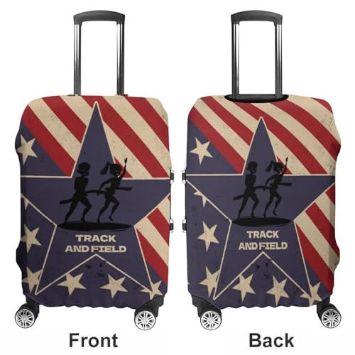 Vintage American Flag Track And Field Travel Suitcase Protector Luggage Cover Protective Washable Anti-scratch Baggage Cover3