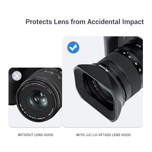 Image of JJC Metal Square Lens Hood for Fujifilm XF 16-50mm f /2.8-4.8 R LM WR Lens | Lens Shade for Fuji X-T5 X-T50 Camera with 16-50mm Kit Lens, for Fujinon XF 33mm F1.4 R LM WR Lens, with Protective Hood Cap