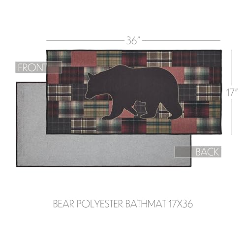 VHC-Brands-Bathroom-Bath-Mat-Polyester-Floor-Rug-for-Shower-Digital-Print-Wyatt-Collection-Rectangle-17×36-Bear-Crimson VHC Brands Bathroom Bath Mat Polyester Floor Rug for Shower Digital Print Wyatt Collection Rectangle 17×36 Bear Crimson