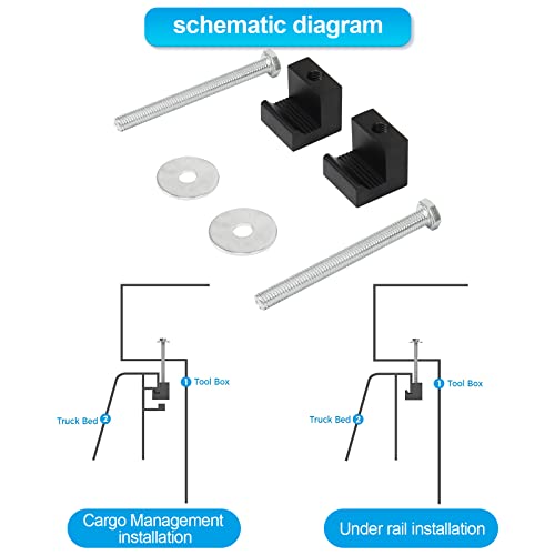 4 Pack Truck Tool Box Mounting Kit, Aluminum Mounting Clamps Truck Tool Box Mount Tie Downs, Pickup Toolbox Mounting Kit J Hook Crossover Truck Bed Tie Downs Truck Tool Kit #TOP6