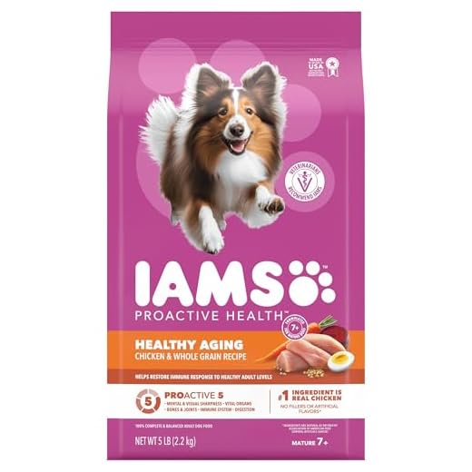 IAMS Proactive Health Healthy Aging Dry Dog Food Chicken & Whole Grain Recipe, 5 lb. Bag