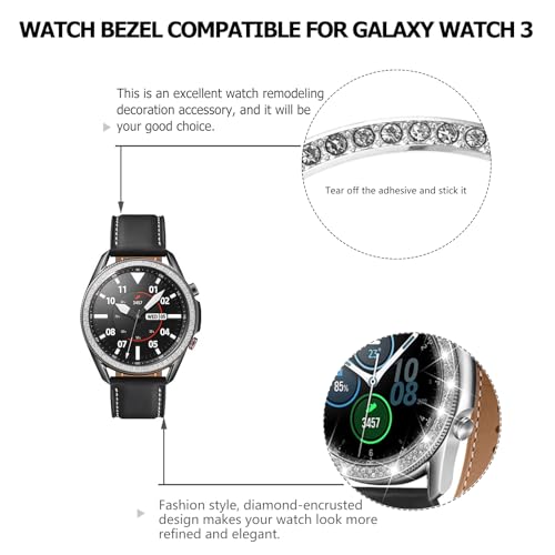 Image of UKCOCO Compatible for Samsung Watch 3 Watch Bezel Diamond Adhesive Bezel Ring Cover Anti Scratch Protection Cover Accessory 45mm 41mm