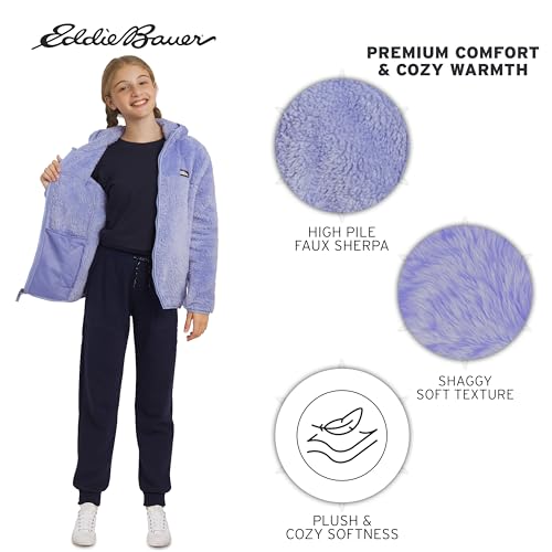 Image of Eddie Bauer Girls' Quest Plush High Pile Faux Sherpa Hooded Jacket