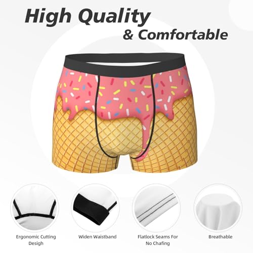 Pink Ice Cream Mens Underwear Boxer Briefs, Comfort Breathable Boxers For Men Regular2