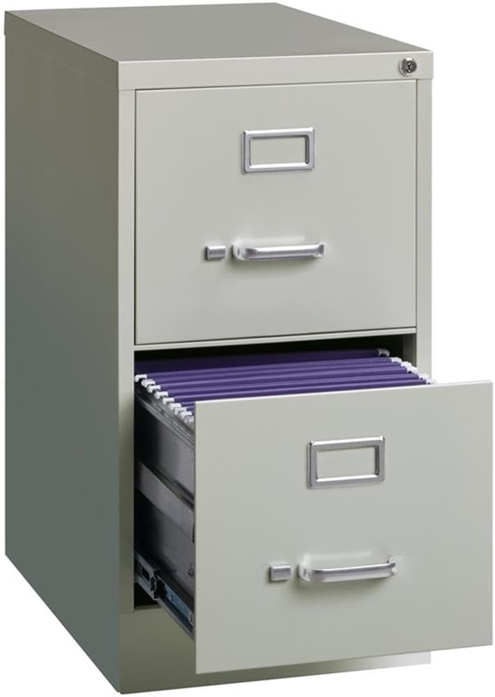 Hirsh 22-in Deep 2-Drawer Metal Letter Width Vertical File Cabinet in Light Gray
