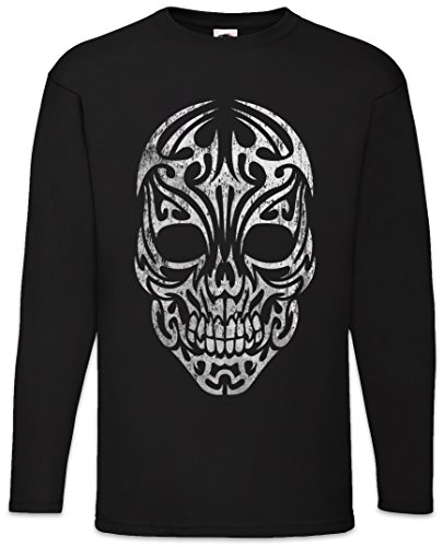 T-shirt manches longues coton noir Urban Backwoods Tribal Skull