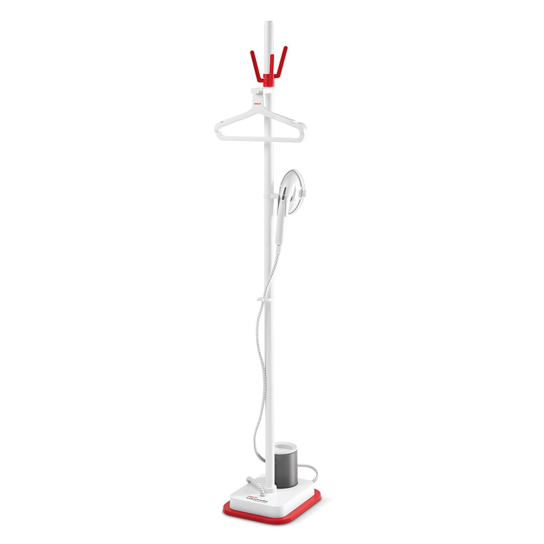 Polti Vaporella Vertical Styler GSF80R, Vertical Standing Steam Iron, Unlimited Autonomy, 2000 W Power, 30 Seconds Heating, White and Red