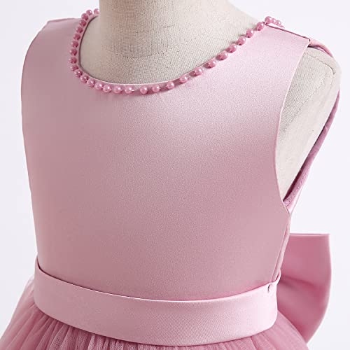 Nnjxd Flower Girl Wedding Party Pageant Gown Backless Beading Formal Long Dress 788 Pink Size(170) 13-14 Years #TOP2