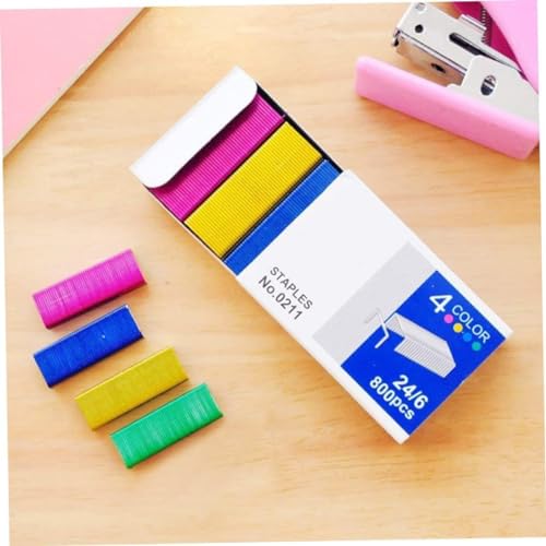 800Pcs Mini Color Staples DIY Shop Stapler Refills Standard Book Mini Color Staples Office Office and School Supplies (24/6mm)