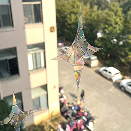 Cross Star Window Stickers For Bird Strikes, Stop Birds From Hitting Windows, Glass Alert Bird Deterrent For Windows, Bird Strike Prevention Clings, Anti Collision Rainbow Decals, 36 Pieces #TOP5