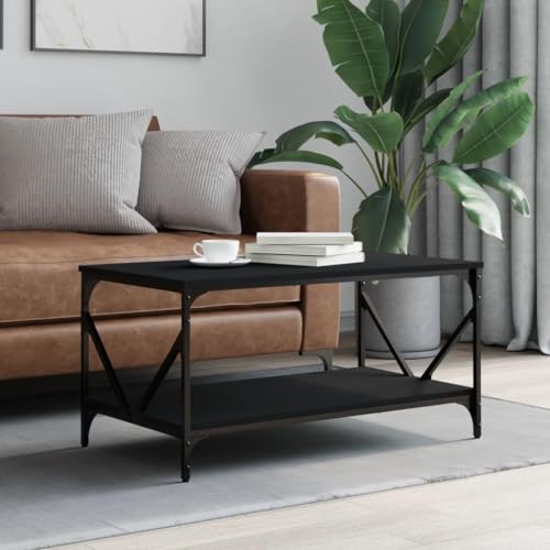 BOWEKAM Home & Garden - Mesa de centro negra de 90 x 50 x 45 cm, diseño de madera