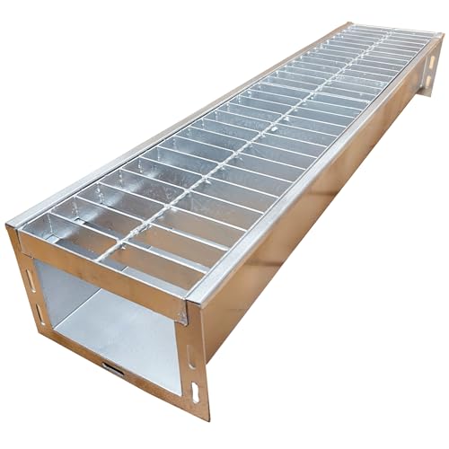 MOSINSBO 304 Stainless Steel Channel Drain with Galvanized Steel Grate 39.4x9x6 in, B Class Channel Drain Kit for 3â€ Pipe, Heavy Duty Durable Trench Drain System for Outdoor, Driveway, Garage, Yard
