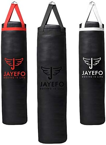 Jayefo Sports Punching Bag - Hanging Boxing Bag for MMA, Karate, Judo, Muay Thai, Kickboxing, Self Defense Training for Training at Home or Gym - Unfilled Heavy Bag 70 to 100 lbs - 4FT - Black