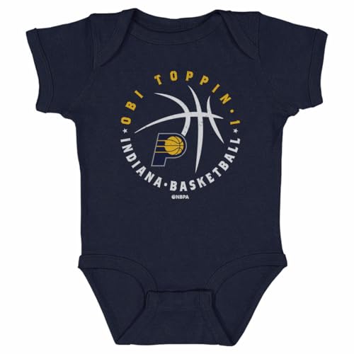 500 LEVEL OBI Toppin Indiana Pacers One-Piece Infant Bodysuit - OBI Toppin Indiana Pacers Player Ball WHT (Navy, 6M)