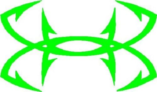 2 Fish Hooks Under Armour-Like Sticker Decal 6" X 3" Iguana Green
