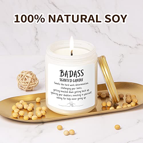 Sinsufur Congratulations Gifts For Women, Inspirational Gifts For Women Friends Coworkers, Birthday Christmas Gifts For Women - Boss Lady, New Job, Promotion Gifts For Women, 7Oz Badass Scented Candle #TOP2