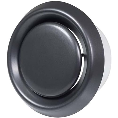 Europlast Anthracite / With Mounting Frame Ø 125Mm / 5'' Adjustable Diffuser - Universal Air Supply/Exhaust Valve - Ventilation Ducting Cover - Mounting Frame - Abs Plastic Anthracite