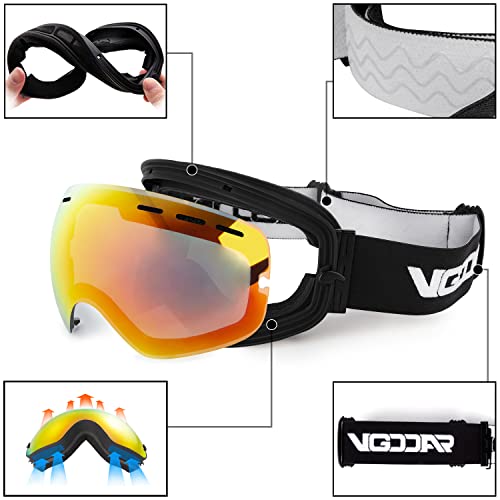 Vgooar Otg Ski Goggles, Frameless Ski Goggles With Anti-Fog Double Spherical Lens, 100% UV400 Protection Ski Snow Goggles For Men/Women - 5