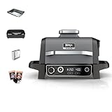 Ninja Woodfire Electric BBQ Grill and Smoker, 7-in-1 Outdoor Grill and Air Fryer, Roast, Bake, Dehydrate, Uses Woodfire Pellets, Weather Resistant, Non-Stick, Portable, Electric, Grey/Black, OG701UK