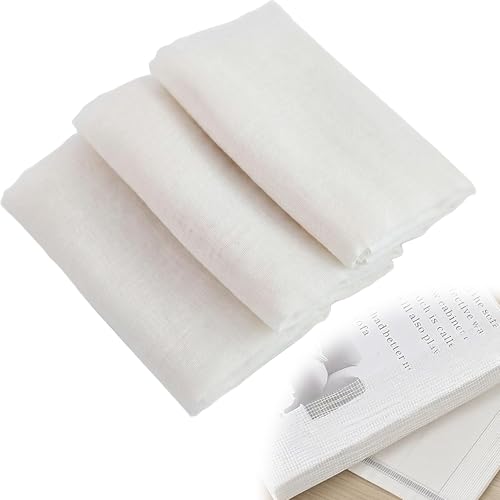 Buchbindetuch Set 150 x 150cm: 3 Stück Weißes Buchbinderleinen aus Baumwolle Großformat Buchreparaturtuch Buchbinden Zubehör für Buchbindung DIY Basteln und Nähen