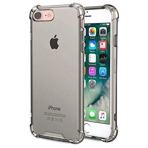 Speira Compatible with iPhone 8 / iPhone 7 Transparent Case, Reinforced Corners, [Anti-Discoloration] [No-Slip Grip] (Gray)