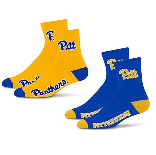 For Bare Feet NCAA Pittsburgh Panthers Quarter Sock Two Pack Team Colors Large