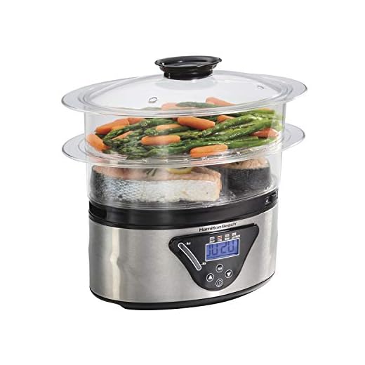 Hamilton Beach 37530Z/ Vaporera y Arrocera Digital/Bandejas Apilables/Capacidad de 5.2L