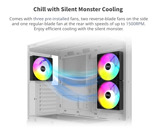 MONTECH XR、ATX ミッドタワー PCゲームケース、3 x 120mm ARGB PWMファンがプリインストール済み、フルビューデュアル強化ガラスパネル、木目デザインI/Oインターフェース、4090 GPU対応、360mmラジエーターサポート、ブラック。