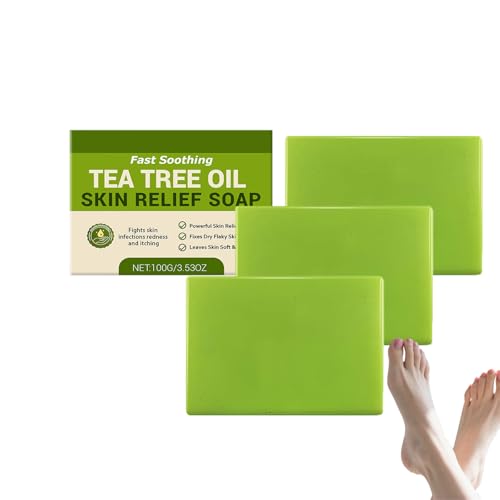 Loravey Anti-Fungal Relief Soap Bar, Tea Tree Oil, Athlete’s Foot Anti-Fungal, Maximum Strength Anti-Fungal for Feet & Body- Cleanse with Natural Herbal Extracts (3)