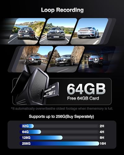 Image of Dash Cam Front and Rear, 4K+2K Recording Dash Camera for Cars, Night Vision with WDR, 170 Wide Angle, 5.8G /2.4G Dual Wi-Fi, 64GB Card, Built-in GPS, G-Sensor Emergency Lock, 24H Parking Monitor