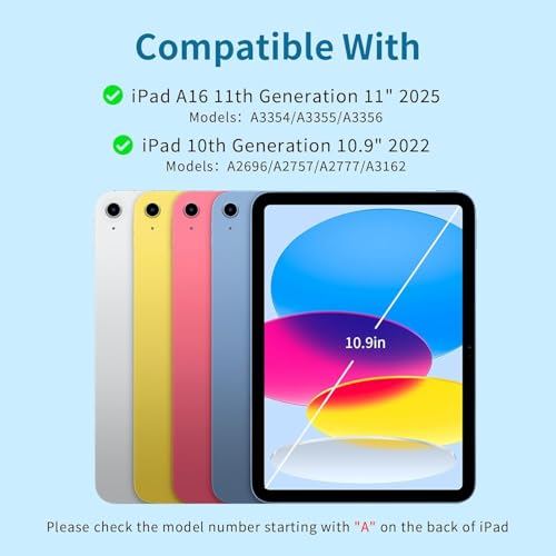 Image of RTSY Keyboard case for iPad A16 (11th) & 10th Gen with Multi Gesture Touchpad & 7-Color Backlit,Multi Viewing Angle,Pencil Slot,Magnetically Detachable Bluetooth Keyboard-Blue /White