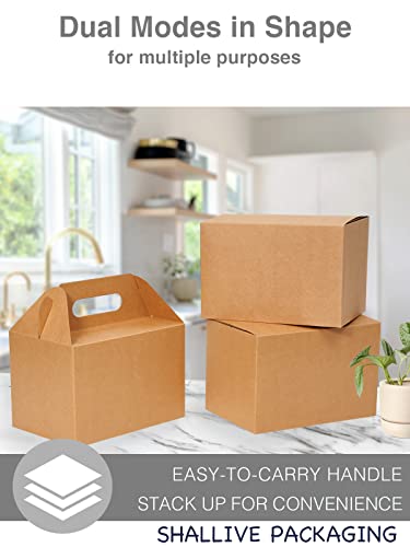 Shallive 50 Pcs Large Treat Boxes 9X6X6 Inch Brown Gable Gift Boxes With Handle Kraft Lunch Boxes Recycled Paper Gift Bags Take Out Cookie Boxes Welcome Boxes Candy Bags For Wedding Baby Shower Birthday Party Supplies #TOP2