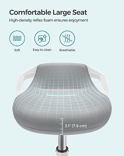 Image of SONGMICS Standing Desk Chair, Adjustable Ergonomic Wobble Stool, 23.6-33.3 Inches Drafting Chair, Swivel Sitting Balance Stool, Fabric Upholstery, Anti-Slip Bottom Pad, Dove Gray UOSC002G01