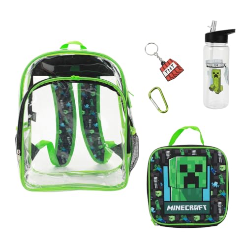 BIOWORLD Unisex Minecraft Creeper 5- Piece Backpack set (Little Kid/Big Kid) Green One size