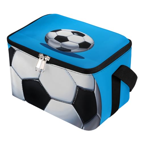 GzLeyigou Lunch Bags for Women Men 9 Cans,Soccer Ball Hot & Cold Food Delivery Bag Insulated Grocery Bag Insulated Lunch Box Cooler Bag for Office Work Picnic Beach