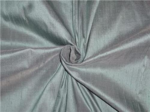 Tissu Dupioni soie flammée texturée bleu poussiéreux largeur 137,2 cm