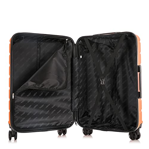 Durable Lightweight Hardshell Suitcase Travel Set with Spinner Wheels | 3 Piece Set | Orange
