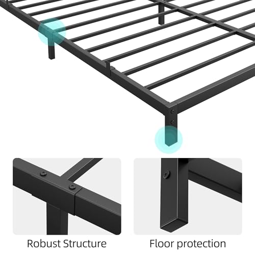 GAOMON 10 Inch Full Bed Frame No Box Spring Needed, Heavy Duty Platform Metal Bed Frame with Metal Slats and Under Bed Storage, Easy Assembly, Noise Free, Black