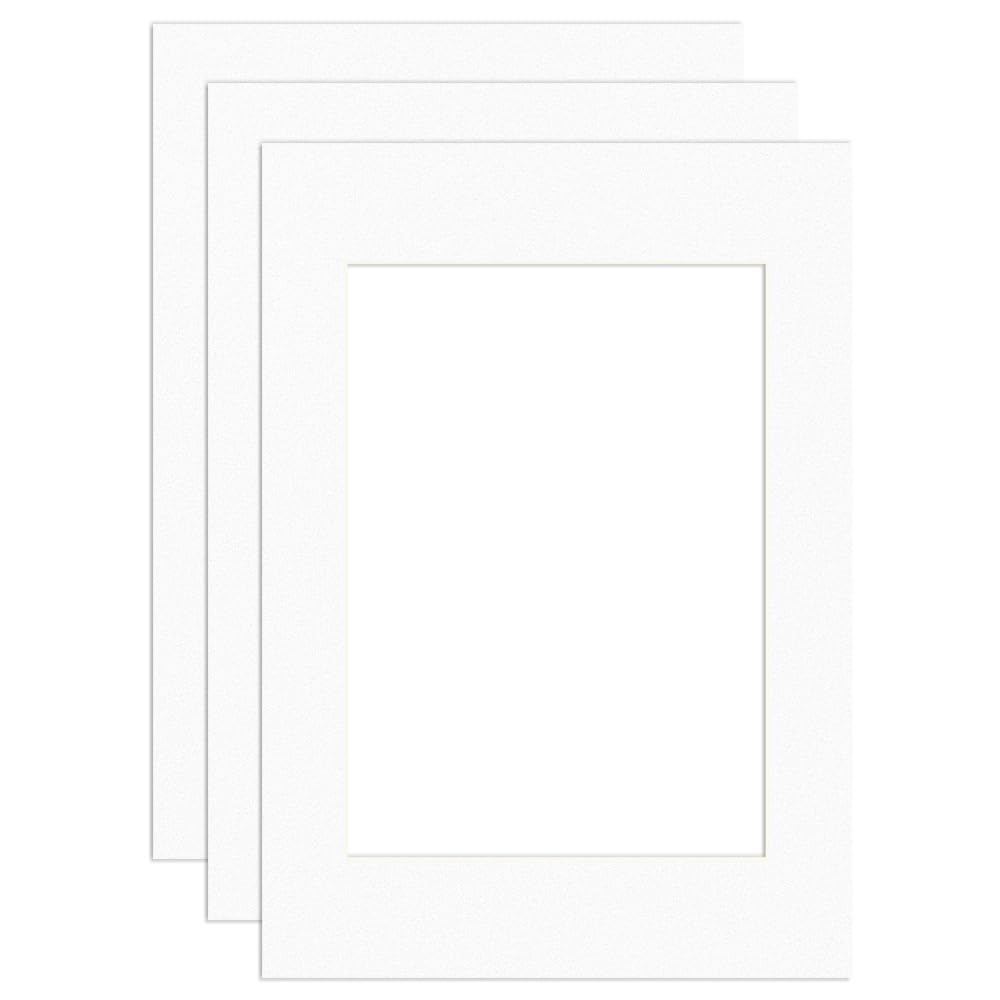 Procut Global A3 White Picture Mounts Board to Fit A4 Aperture Size - Photo Mount Card Ideal for Prints, Artwork, Crafts & Certificates - Sizes & Colors Available - Pack of 3