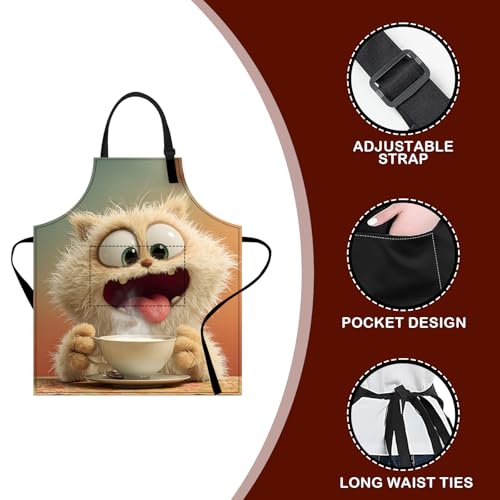 Image of Nuxovilar Cute Apron with Pockets, 26.77 * 30.7 Inches, Versatile for Meal Prep, Baking, Holiday Cooking