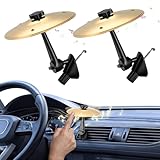 Zylentix 2 Pack Car Cymbal Air Vent & Crash Symbol Drum - Mini Drum Set with Clip-On Design for All Vehicles - Fun Car Accessories (Gold)