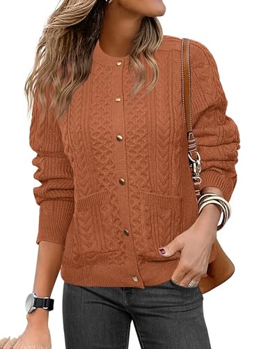 Glamaker Cable Knit Chunky Cardigan Sweater Long Sleeve Button Down Open Front Knitted Sweaters Fall...