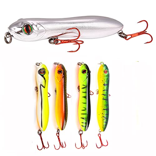 Mcktbry Fishing Lures for Bass Trout, Two Super-Sharp Hooks, Extra Weight on The Belly, Saltwater/Freshwater Fishing, Floating Rotating Tail Fishing Soft Bait Colorful Kit