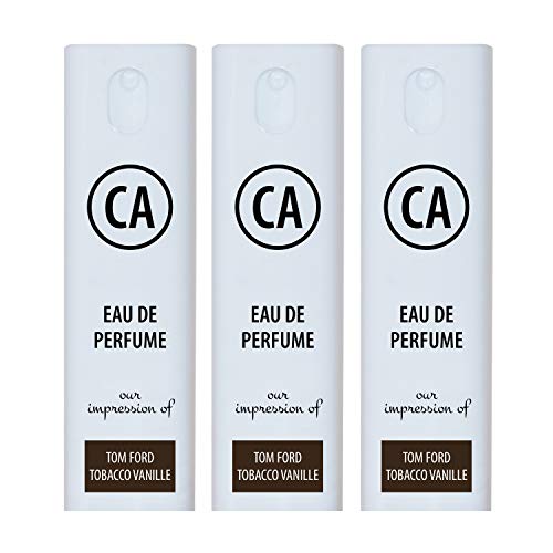 CA Perfume Impression of Tobacco Vanilla for Man Travel Size Sample Fragrance Eau de Parfum Sprayer (0.3 Fl Oz/10 ml) X3